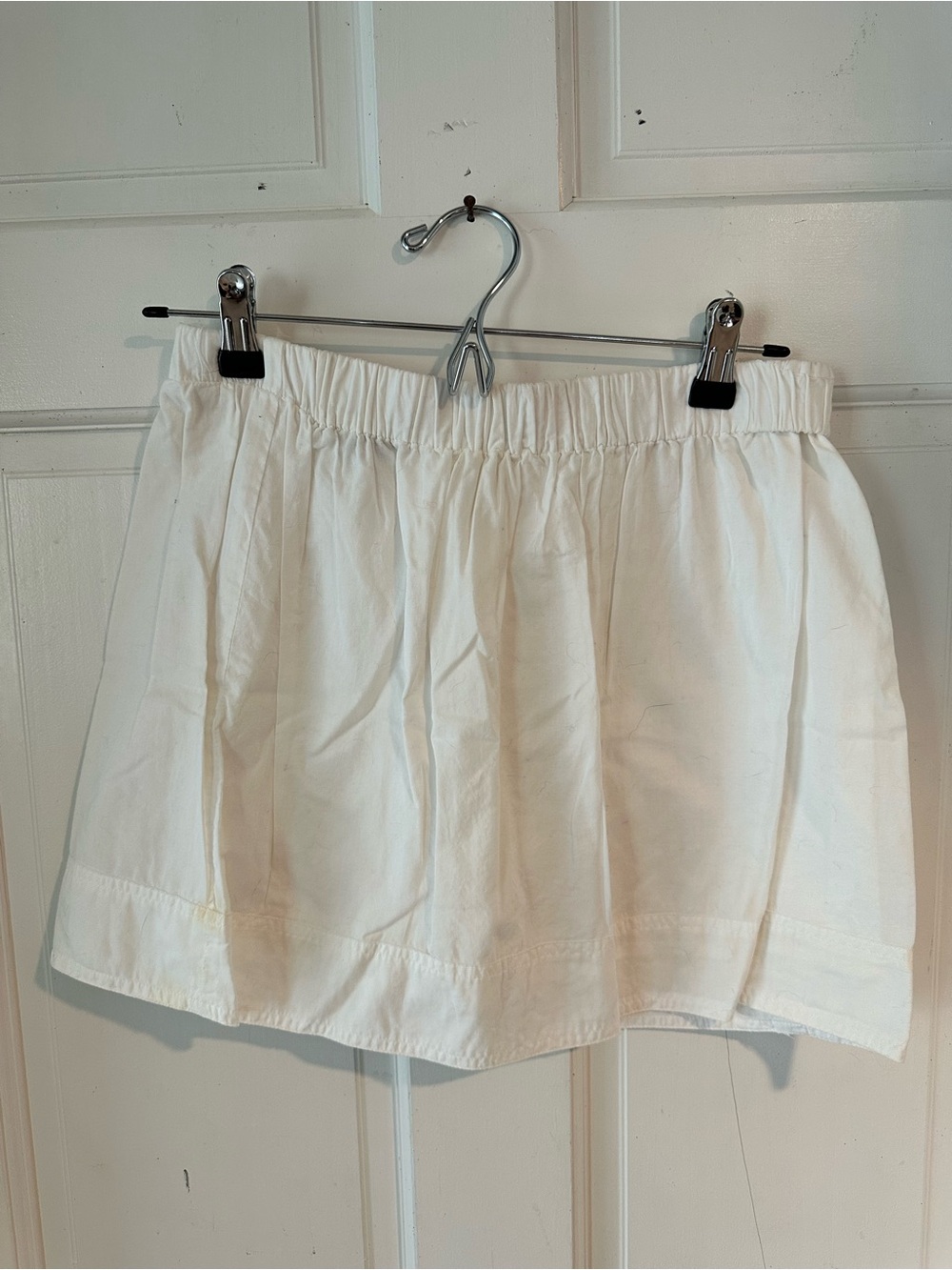 Women’s White Elastic-Waist Cotton Skirt